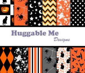 Instant Download Halloween Scrapbook Papers for Digital Background, Halloween, Autumn, Harvest, Invitation, Cards 12x12 - HMD00061