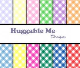 Gingham Scrapbook Paper - Digital Gingham Paper for Baby Shower, Scrapbook Printable, Backgounds - HMD00063