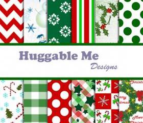 Digital Scrapbook Paper Christmas Holiday Digital Paper for Scrapbook Invitation Cards Gift Wrapping 12x12 - HMD00016