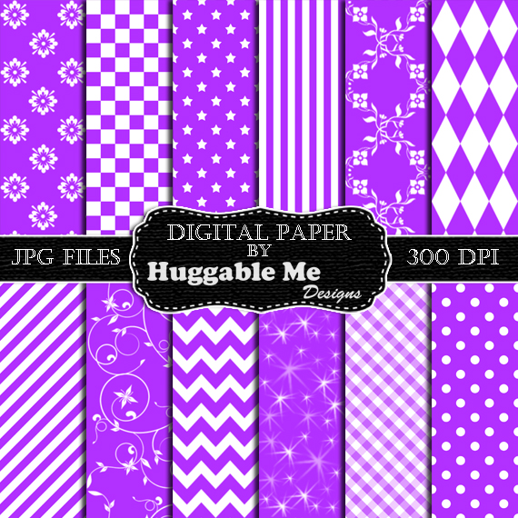 Violet Scrapbook Paper - Instant Download Purple Pattern Paper For ...